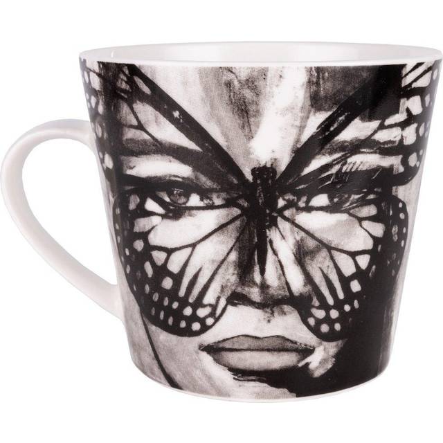 Carolina Gynning - Carolina Gynning Mugg med Öra Golden Butterfly 40 cl Svart/Vit