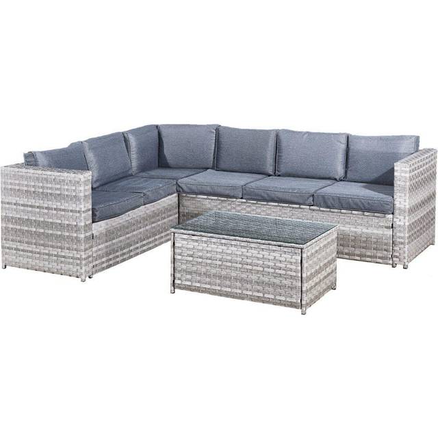 Acorn Rattan 6 Seat Corner Sofa Set in Dove Grey - One Size
