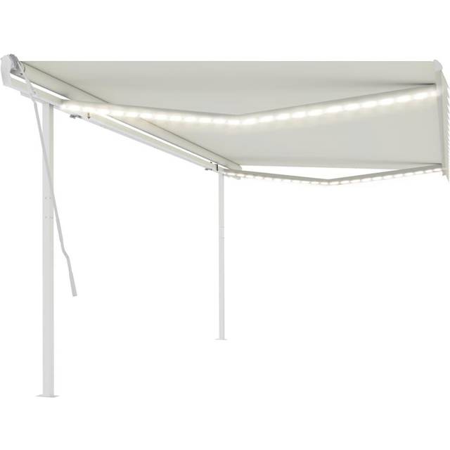 vidaXL Manual Retractable Awning with LED 5x3 m Cream