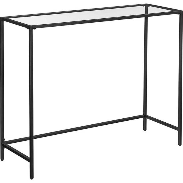 VASAGLE Console Table, Tempered Glass Sofa Table, Modern Entryway Table, Sturdy Metal Frame, Easy To Assemble, Adjustable Feet, For Living Room, Entryway, Gol