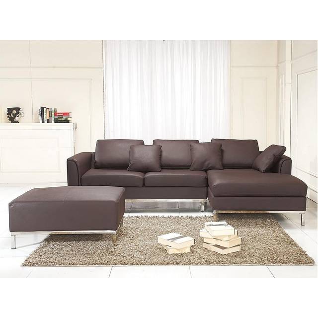 Beliani Left Hand Leather Corner Sofa Brown Oslo, Brown