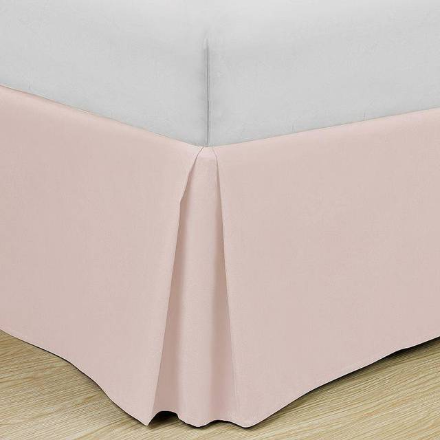 Cathay Home Double Brushed Microfiber Pleated Easy Fit Bed Skirt  Ultra Soft  Fade and Wrinkle Resistant  Blush  California Kin