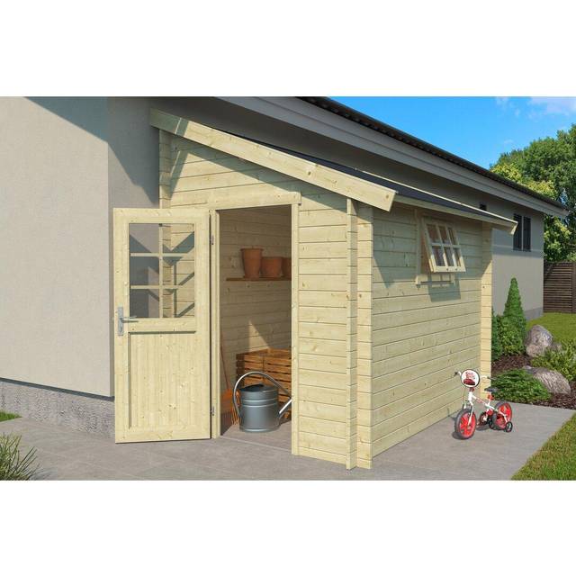 Lasita Jura 9 x 6 Ft. Pent Roof Summerhouse With Single Glazed Windows (28mm) - Natural (214.6cm W X 295cm D X 269.01cm H)