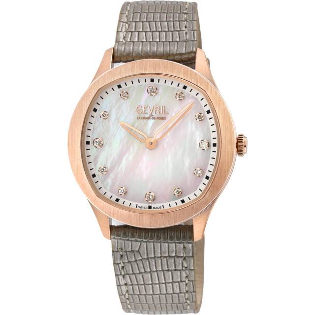 Womens Morcote Swiss Diamond White MOP Italian Leather Swiss Quartz Watch - Grey - One Size