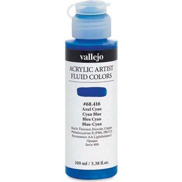 Vallejo : Fluid Artist Acrylic Paint : 100ml : Cyan Blue