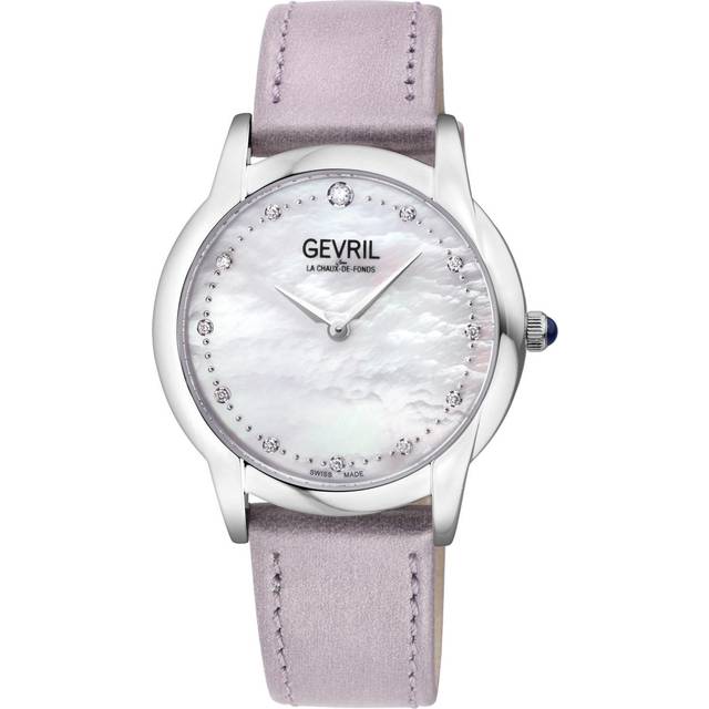 Womens Airolo Swiss Diamond 13041 Genuine Leather Swiss Quartz Watch - White - One Size