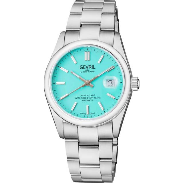 West Village 48913 Swiss Automatic Sellita SW200 Teal Sunray Dial Stainless Steel Watch - Grey - One Size