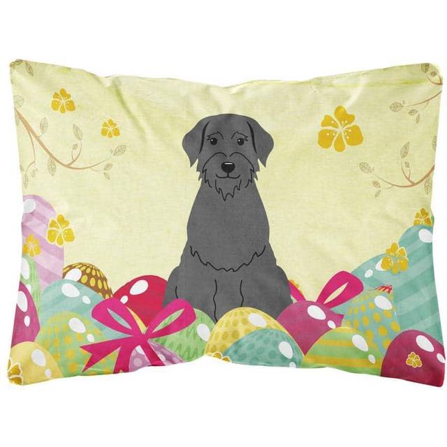 Caroline's Treasures BB6066PW1216 Easter Eggs Giant Schnauzer Canvas Fabric Decorative Pillow  Multicolor  12Hx16W