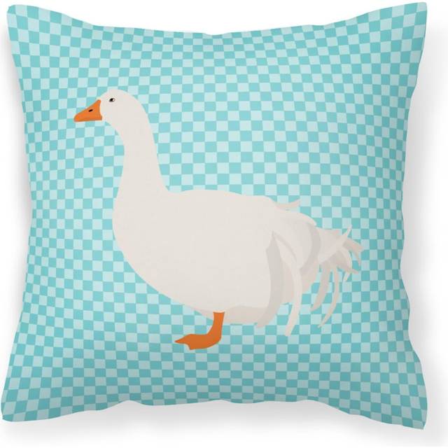 Caroline's Treasures BB8076PW1414 Sebastopol Goose Blue Check Outdoor Canvas Fabric Decorative Pillow  14 x 3 x 14