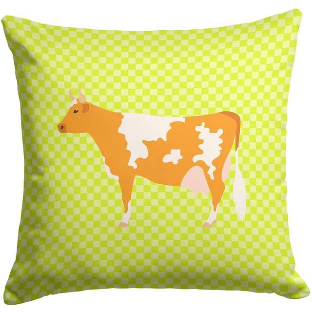 Caroline's Treasures BB7647PW1414 Guernsey Cow Green Outdoor Canvas Fabric Decorative Pillow  14 x 3 x 14