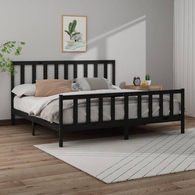(black, 200 x 200 cm) vidaXL Solid Wood Pine Bed Frame Wooden Bedstead Bed Base Multi Colours/Sizes