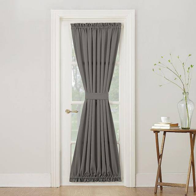 "Sun Zero Barrow Energy Efficient Rod Pocket Door Curtain Panel  54"""""""" x 72""""""""  Steel"