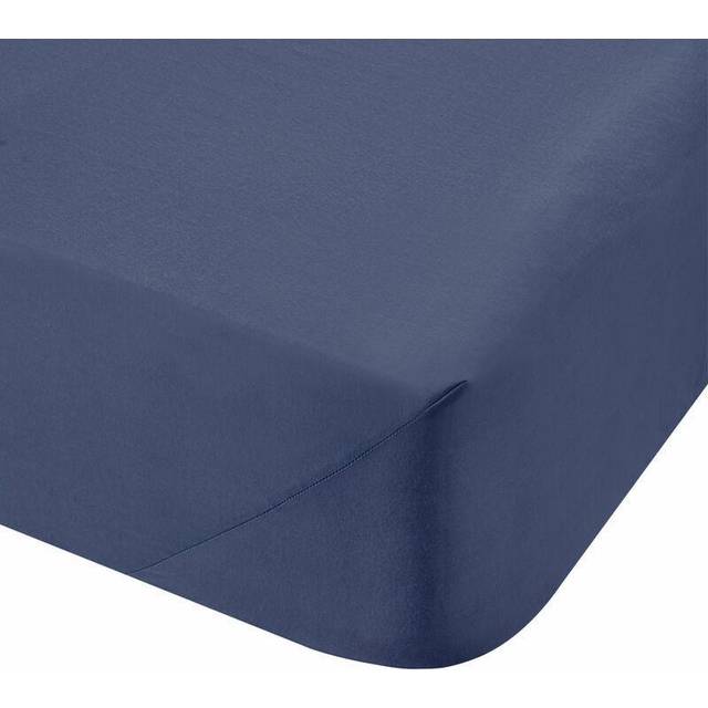 '200 Thread Count Cotton Percale' 32cm Depth Sheet - Navy - Double Fitted