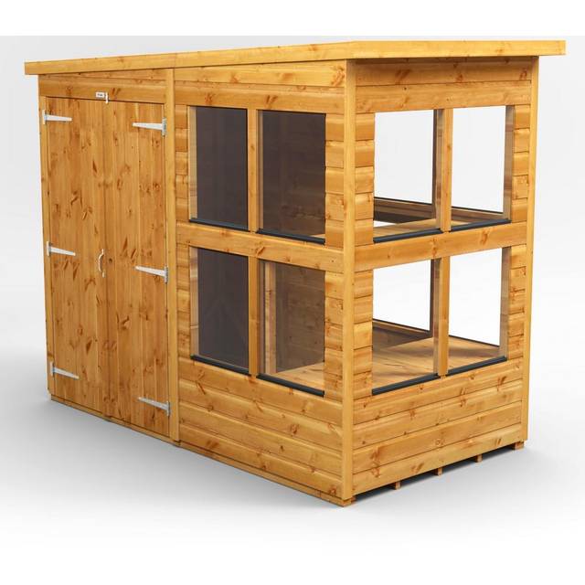 Power 4' x 8' Pent Double Door Potting Shed, Brown