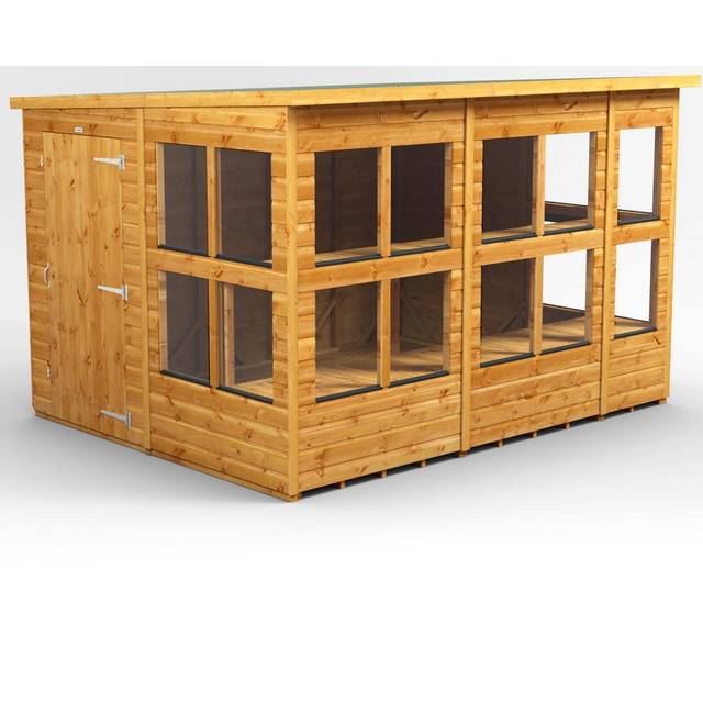 Powersheds Pent Roof Single Door Potting Shed 10ft x 8ft - Golden Brown