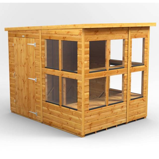 Powersheds Pent Roof Single Door Potting Shed 6ft x 8ft - Golden Brown