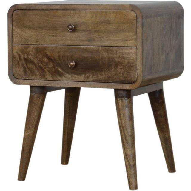 Artisan Curved Classic Grey Washed Bedside Table