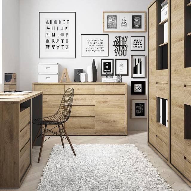 Shetland 2 Door 6 Drawer Wood Effect Chest, Brown