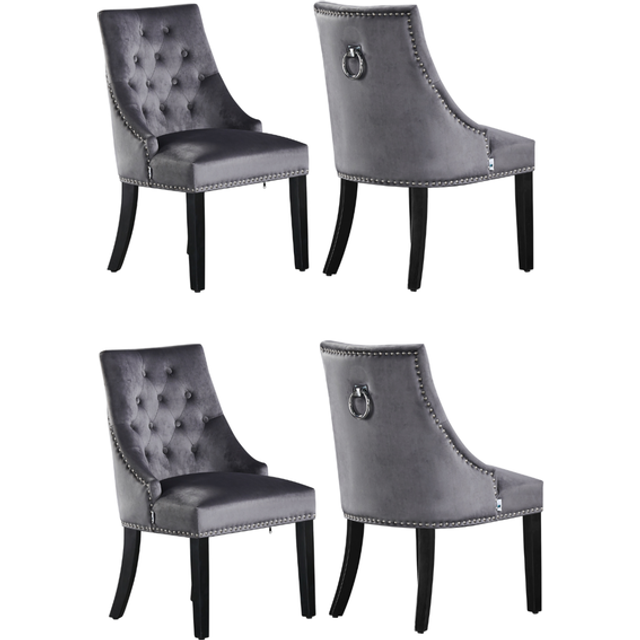 Windsor LUX Dark Grey velvet dining chair Set of 4 Colour: Dark Grey,