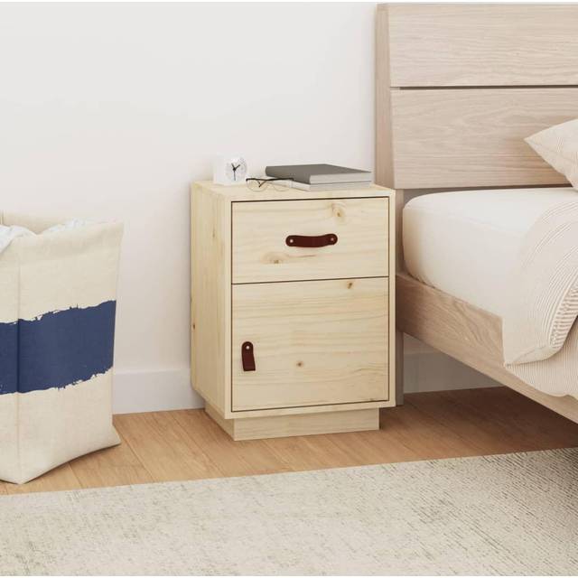 vidaXL Bedside Cabinet 40x34x55 cm Solid Wood Pine - Brown