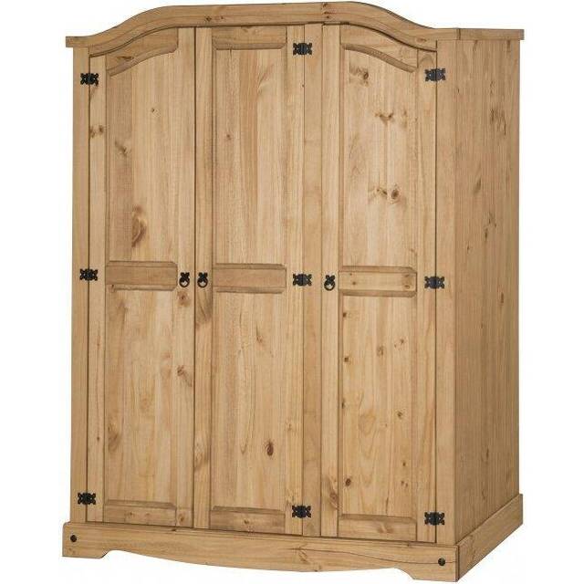 Mercers Furniture Corona 3 Door Arch Top Wardrobe Solid Pine With Mexican Styling, Brown