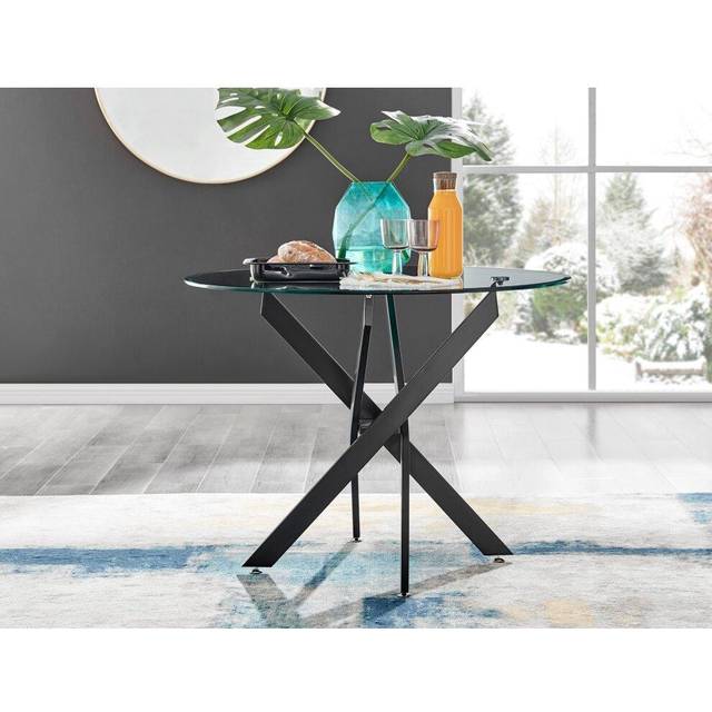 Furniturebox Arona 4 Seater 100cm Round Dining Table Black
