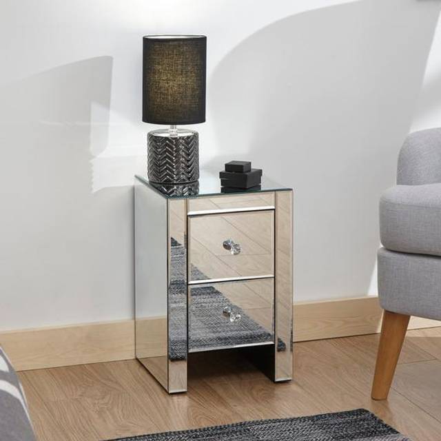 Mirrored 2 Drawer Slim Chest - Clear - One Size