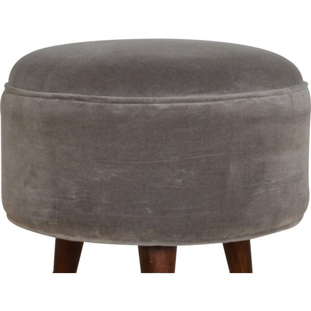 Artisan Grey Velvet Nordic Style Footstool