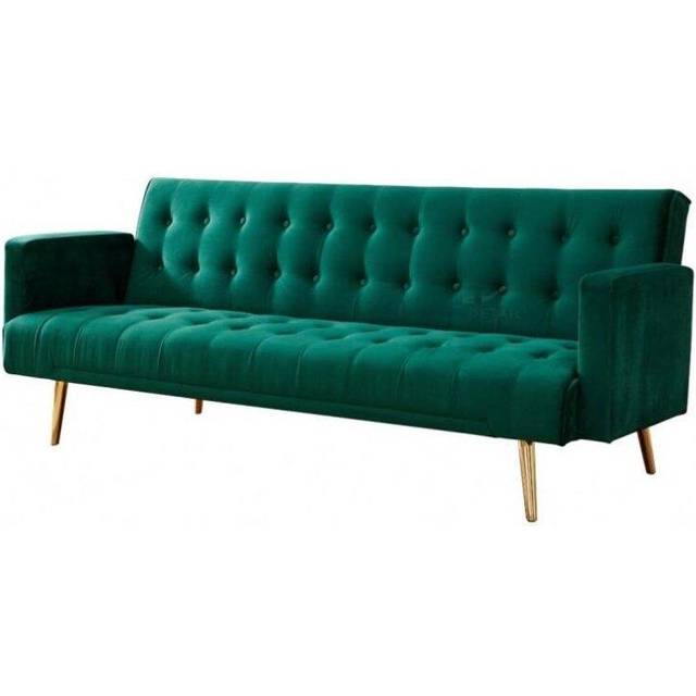 Windsor Velvet Sofa Bed with Metal Rose Gold Legs - Grey - One Size