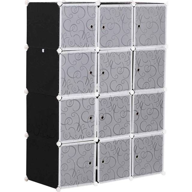 HOMCOM DIY Wardrobe Portable Interlocking Plastic Modular Closet Cube Organiser, Black