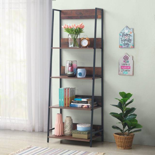 Abbey Bookcase With 4 Shelves - Rustic Oak, Brown