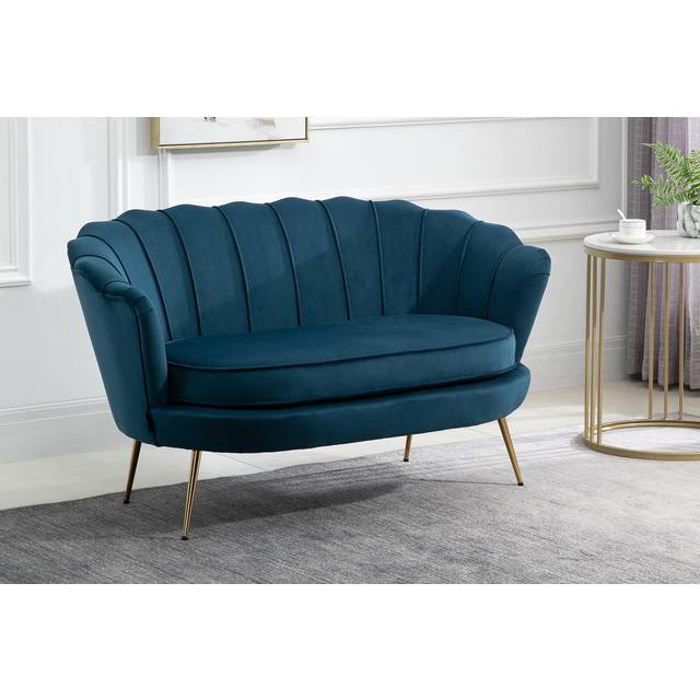 Birlea Ariel 2 Seater Sofa Blue Velvet, Blue