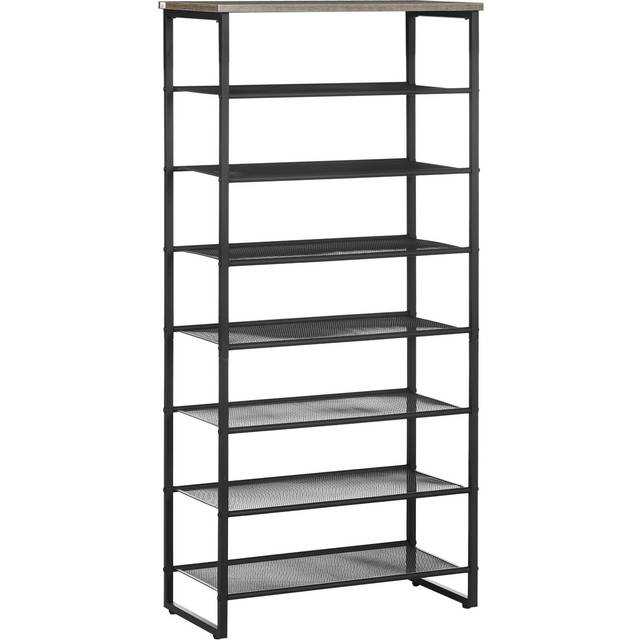 Homcom 8-tier Shoe Rack, Shoe Storage Organizer With Mesh Shelves Free Standing Shoe Shelf Stand For 21-24 Pairs Of Shoes Black And Grey