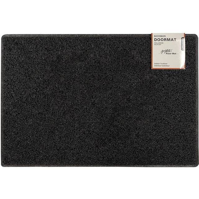 Plain small spaghetti coil indoor or sheltered outdoor door mat doormat in black