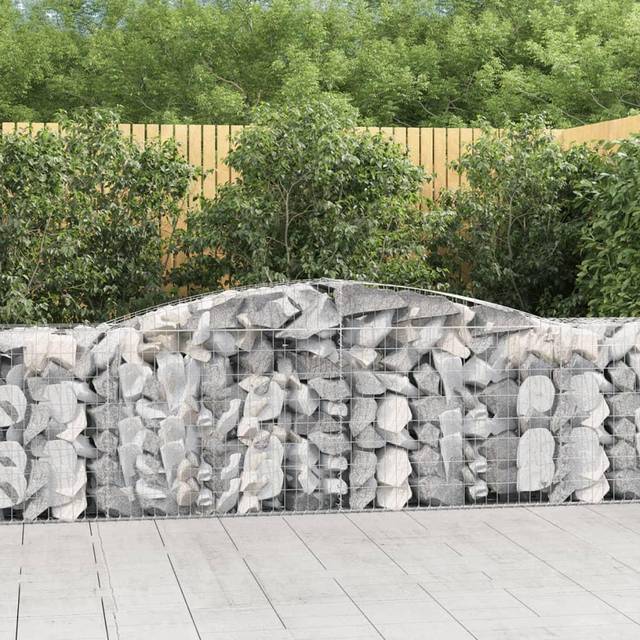 (400 x 50 x 80/100 cm/ 20 pcs) vidaXL Arched Gabion Basket Stone Basket Gabion Retaining Wall Galvanised Iron