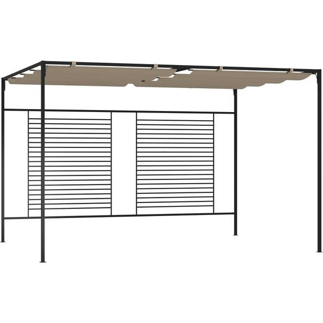 Paviljong med infällbart tak 3x4x2,3 m taupe 180 g/m²