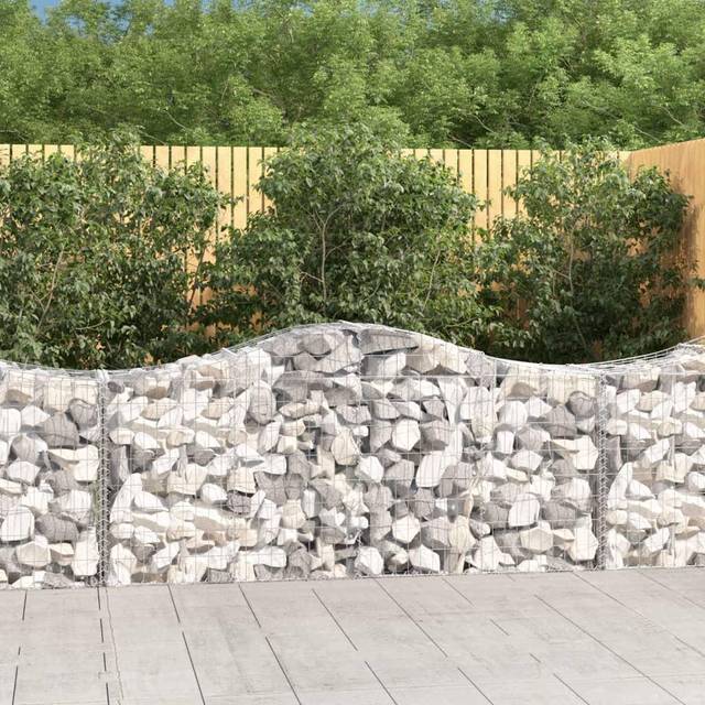 vidaXL Arched Gabion Baskets 18 pcs 200x50x80/100 cm Galvanised Iron - Silver