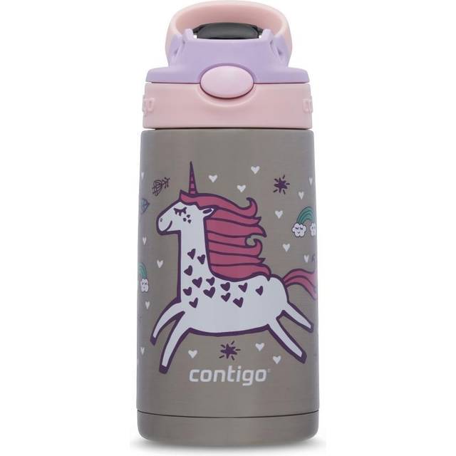 Contigo Kids Thermo Drinking Bottle Easy Clean Autospout med sugrör, BPA-fri vattenflaska i rostfritt stål, 100% läcksäker, enkel att rengöra, idealisk för förskola, fritids, skola och idrott, 380 ml