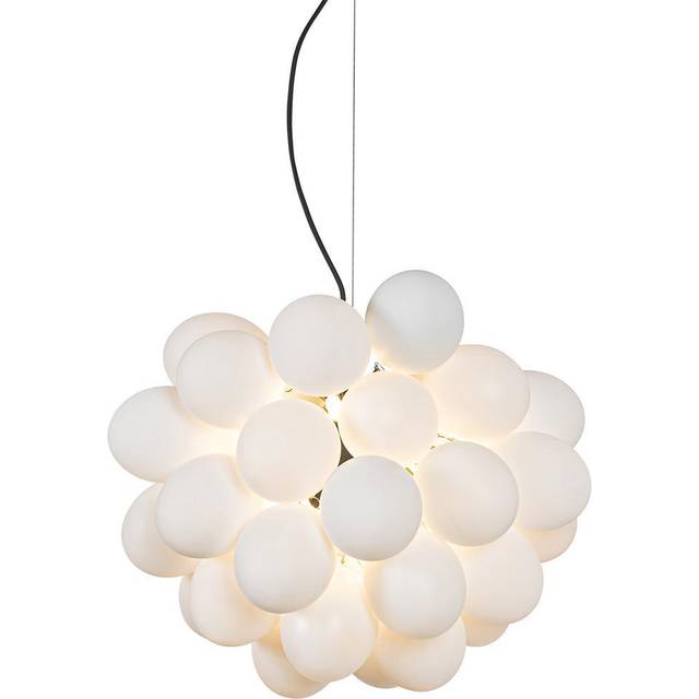 Art Deco Pendant Light Black with Opal Glass 8-Light Round - Uvas