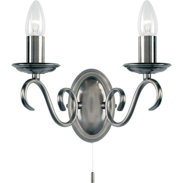 Endon Lighting Bernice Two Arm Switched Wall Light in Antique Brass