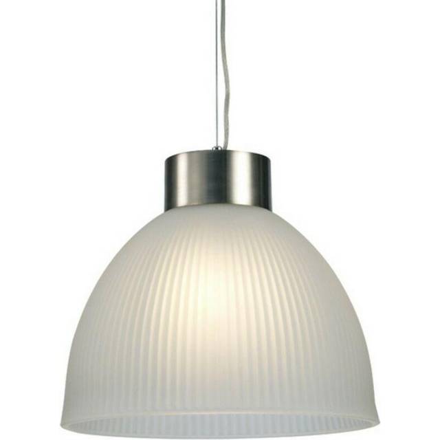 Deco Hof Satin Nickel Pendant With Ribbed Frosted Glass Shade
