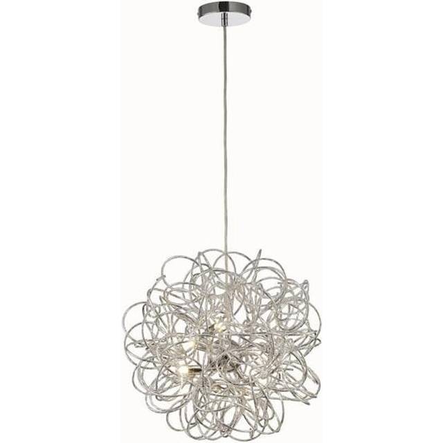Inspired Deco - Cassidy - Ceiling Pendant Spherical Interwinding Aluminium 6 Light G9 Silver, Chrome