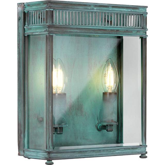 Elstead Holborn Medium Half Outdoor Lantern Wall Light - verdigris