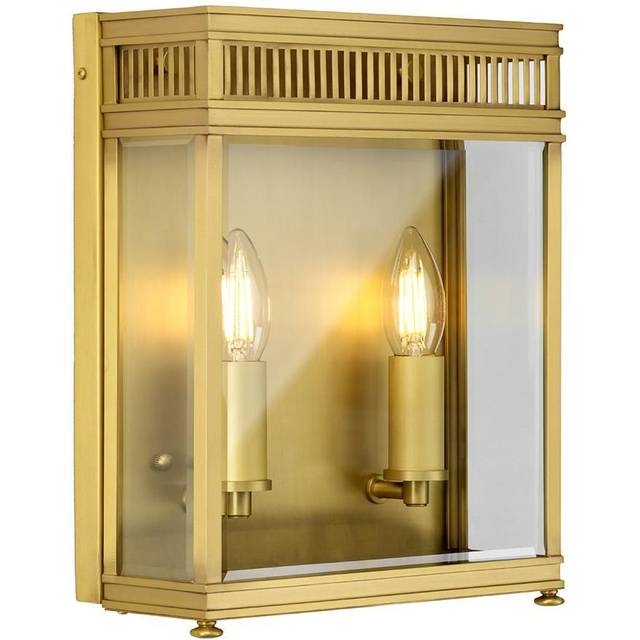 Elstead Holborn Medium Half Outdoor Lantern Wall Light - Brushed Brass