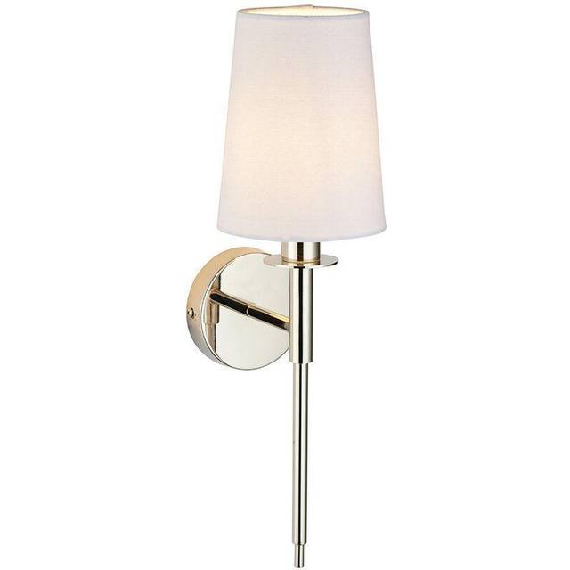 Merano Florence Nickel and White Fabric Wall Lamp - 17 x 13 x 44.8cm