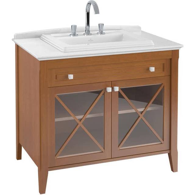 Tvättställspaket Villeroy & Boch Hommage 985 Trä med Bänkskiva i Vit Marmor