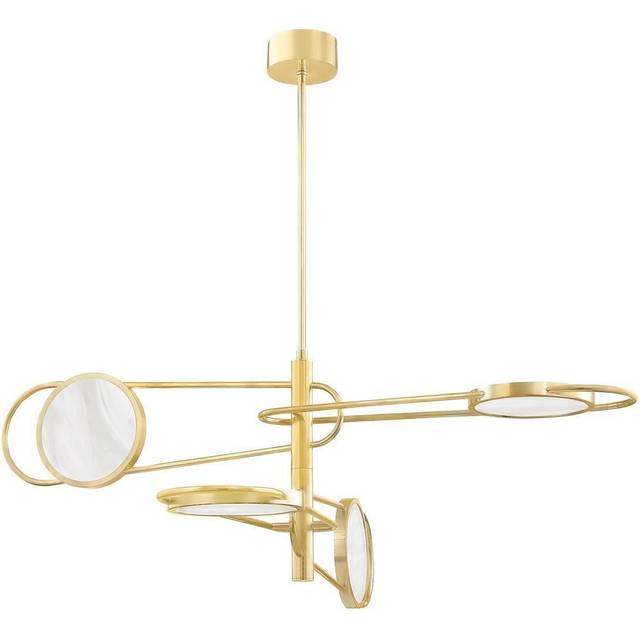 Jervis 4 Light Pendant Brass, Alabaster