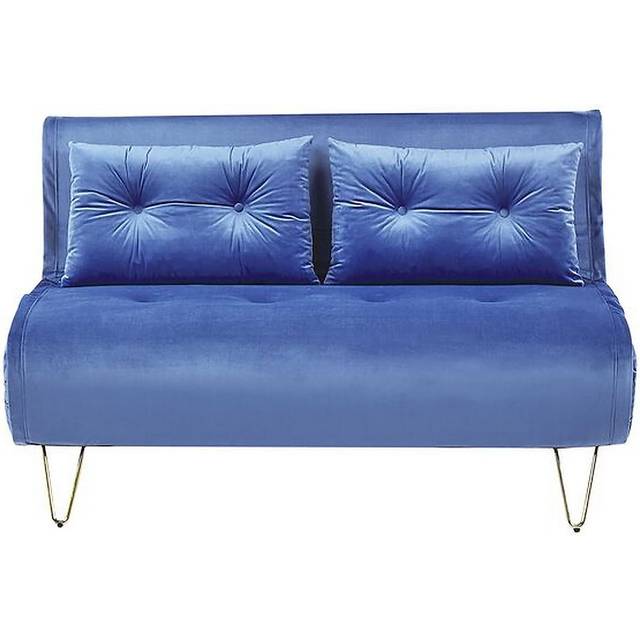 Beliani 2 Seater Velvet Sofa Bed Navy Blue Vestfold, Blue