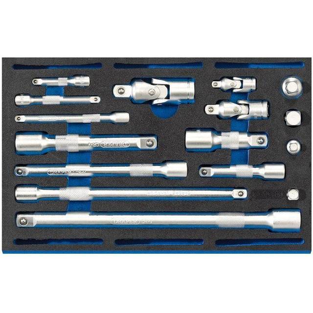 Extension Bar, Universal Joints and Socket Convertor Set 1/4 Drawer EVA Insert Tray (16 Piece)