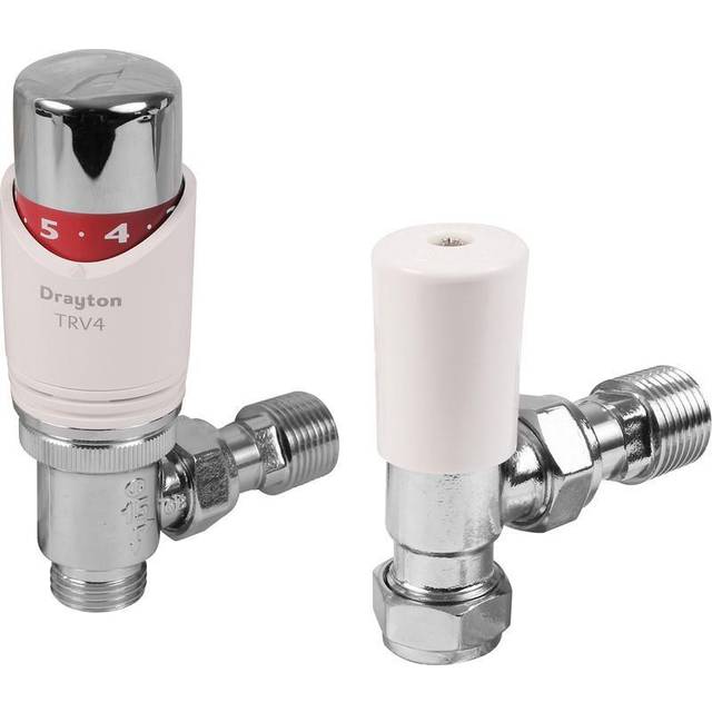 15mm drayton trv4 angled thermostatic radiator valve & lockshied 0705180